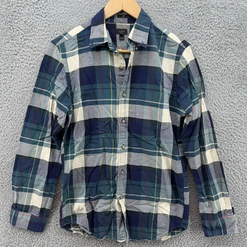 J Crew All Oxford Cotton Blue Plaid Button Up Shirt Mens Sz S Slim Fit Preppy